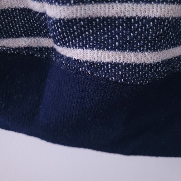 French Laundry Stripe Pullover Shirt Small Blue Drawstring Neck Top Casual - Picture 5 of 5